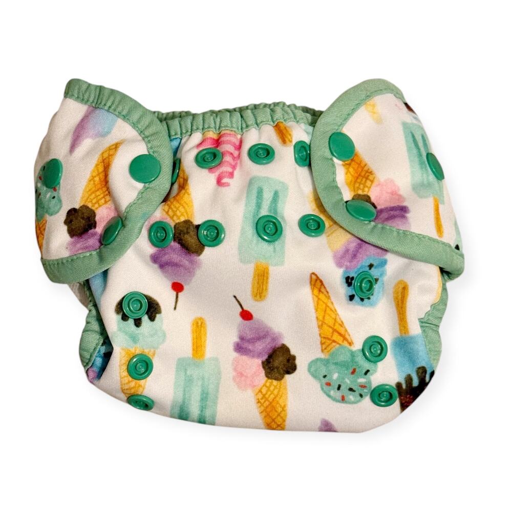 NEW Thirsties Swim Diaper Ice Cream Print Vacation Pool Beach Baby Size One 9M